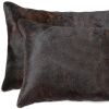 Set of Two 12" X 20" Chocolate Cowhide Cowhide Throw Pillows