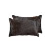 Set of Two 12" X 20" Chocolate Cowhide Cowhide Throw Pillows