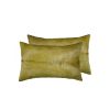 Set of Two 12" X 20" Lime Green Cowhide Throw Pillow