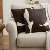 Set of Two 18" Chocolate And White Cowhide Cowhide Throw Pillows