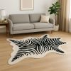 5' X 7' Black And White Faux Cowhide Zebra Print Area Rug