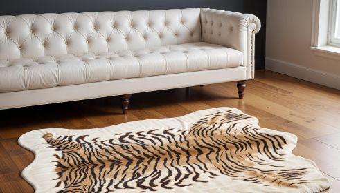 5' X 8' Brown And Black Animal Print Washable Area Rug
