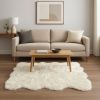 6' X 6' Off White Faux Fur Area Rug