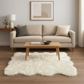 6' X 6' Off White Faux Fur Area Rug