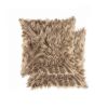 Set of Two 18" Tan Faux Fur Throw Pillows
