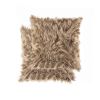 Set of Two 18" Tan Faux Fur Throw Pillows