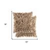 Set of Two 18" Tan Faux Fur Throw Pillows