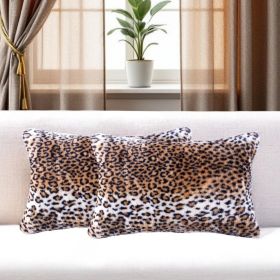 Set of Two 12" X 20" Black And Orange Leopard Throw Pillows
