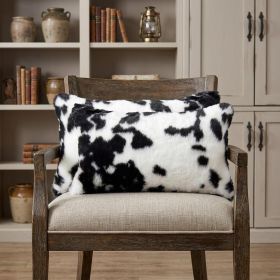 Set of Two 12" X 20" Black and White Throw Pillows