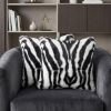 Set of Two 18" Black and White Faux Fur Throw Pillow
