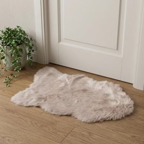 2' X 3' Taupe Faux Sheepskin Washable Area Rug