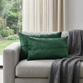 Set of Two 12" X 20" Green Cowhide Throw Pillows