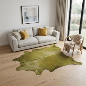 5' X 7' Lime Green Cowhide Area Rug