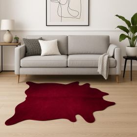 5' X 7' Burgundy Cowhide Area Rug