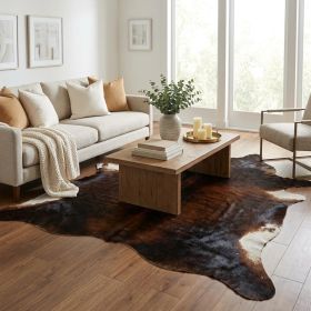 5' X 7' Black And Dark Brown Cowhide Area Rug