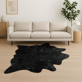 5' X 7' Black And Silver Cowhide Cowhide Print Area Rug