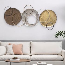 47" Bronze Silver and Gold Circles Metal Wall Decor