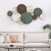 25" X 47" Bronze Green And White Metal And Jute Circle