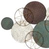 25" X 47" Bronze Green And White Metal And Jute Circle