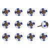 Set of Twelve Blue White And Turquoise Floral Ceramic Drawer Pull Knobs