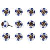 Set of Twelve Blue White And Turquoise Floral Ceramic Drawer Pull Knobs