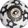 Set of Twelve Black And White Ceramic Drawer Pull Knobs