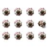 Set of Twelve Burgundy White And Copper Floral Ceramic Drawer Pull Knobs