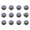 Set of Twelve Blue White And Copper Floral Ceramic Drawer Pull Knobs