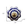 Set of Twelve Blue White And Copper Floral Ceramic Drawer Pull Knobs