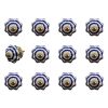 Set of Twelve Blue White And Copper Floral Ceramic Drawer Pull Knobs