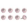 Set of Eight Pink And White Ceramic Drawer Pull Knobs