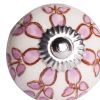 Set of Eight Pink And White Ceramic Drawer Pull Knobs
