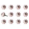 Set of Twelve Pink And Cream Ceramic Drawer Pull Knobs