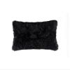 12" X 20" Black Sheepskin Lumbar Throw Pillow