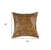 18" X 18" Orange and Black Animal Print Cowhide Zippered Pillow