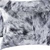 Set of Two 12" X 20" Black and White Cowhide Throw Pillow