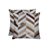 Set of Two Natural and Brown Chevron Cowhide Throw Pillows