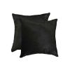 Set of Two 18" Black Cowhide Throw Pillows