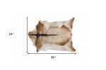 2' X 3' Tan And White Cowhide Cowhide Print Hand Woven Area Rug