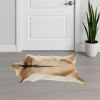 2' X 3' Tan And White Cowhide Cowhide Print Hand Woven Area Rug