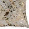 18" Natural And Gold Cowhide Throw Pillow