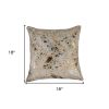 18" Natural And Gold Cowhide Throw Pillow