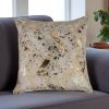 18" Natural And Gold Cowhide Throw Pillow