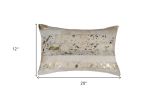 12" X 20" Natural And Gold Cowhide Throw Pillow