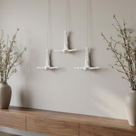 Set of Three White Resin Diving Man Hanging Dimensional Sculpture