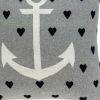 18" Black And Gray Nautical Cotton Throw Pillow