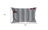 14" X 20" Gray Striped Cotton Throw Pillow