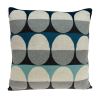 20" Blue Gray And Ivory Geometric Cotton Throw Pillow