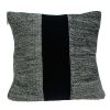 18" Black And Gray No Pattern Cotton Throw Pillow