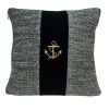 18" Black And Gray No Pattern Cotton Throw Pillow